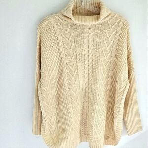 Keren Hart cream cable knit turtleneck sweater